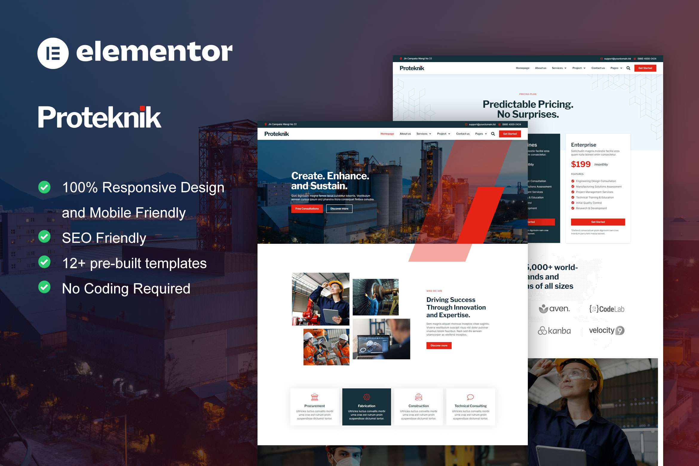 industrial elementor template kit