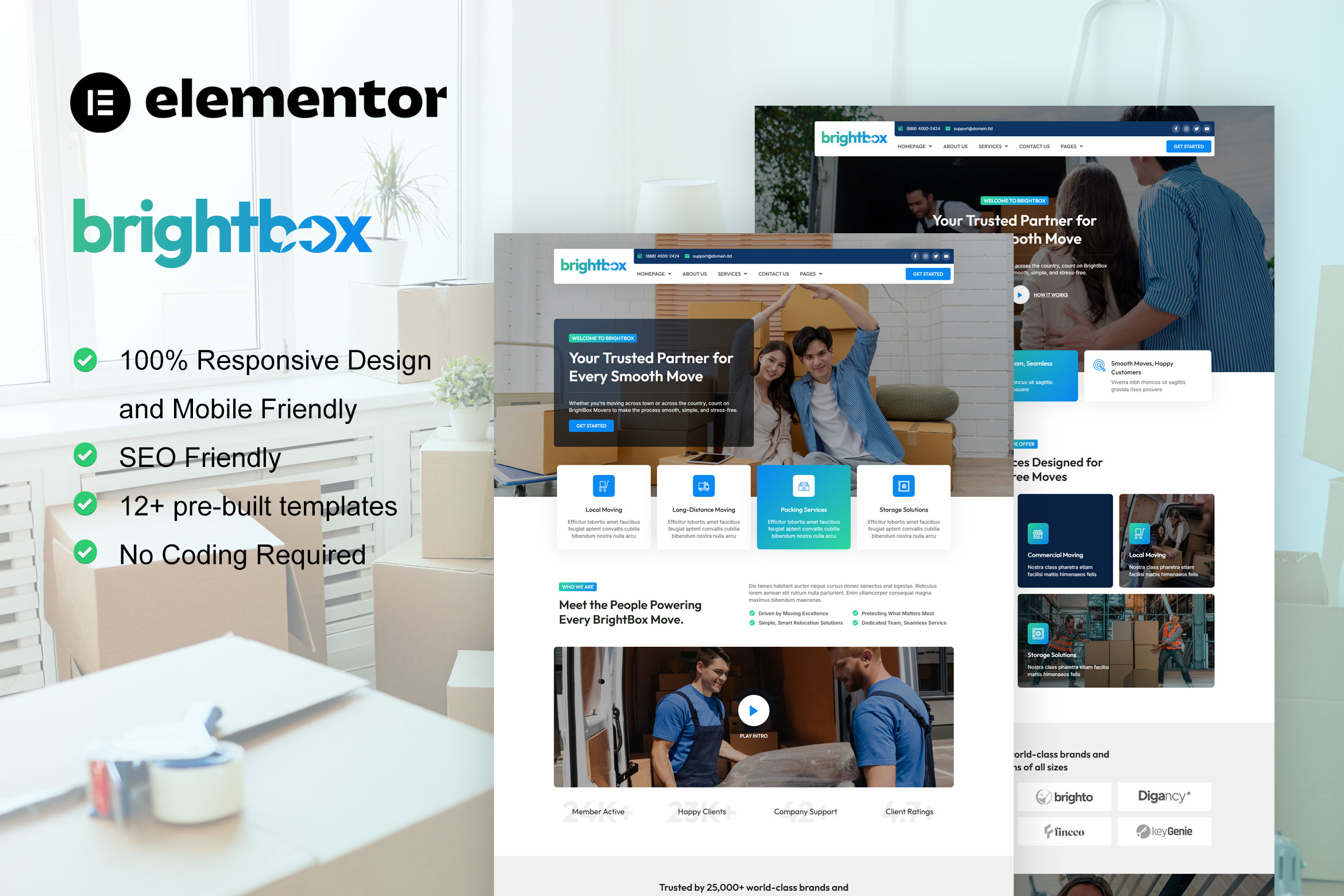 elementor template kit for moving company