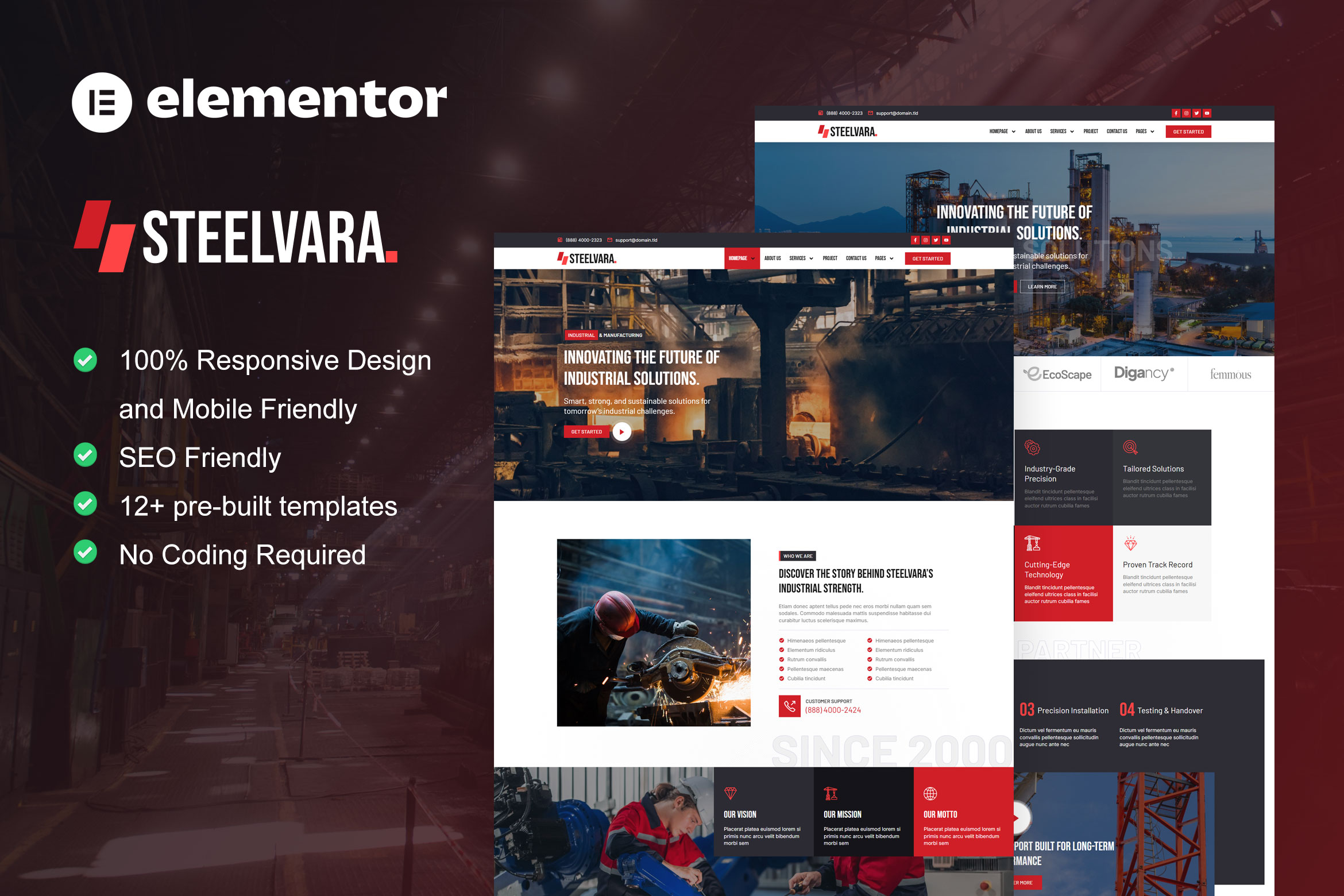 industrial manufacturing elementor template kit