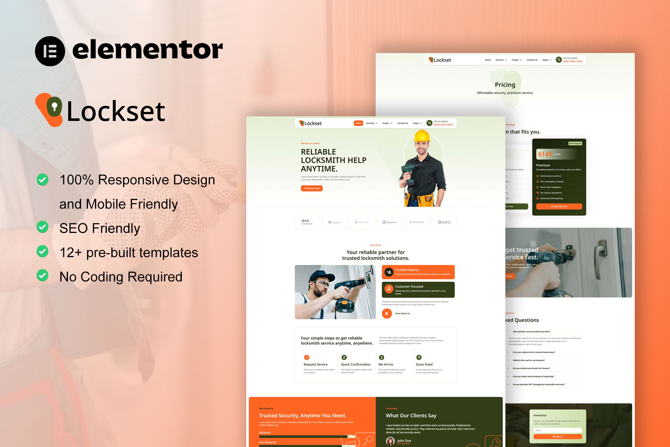 lock smith key maker elementor template kit