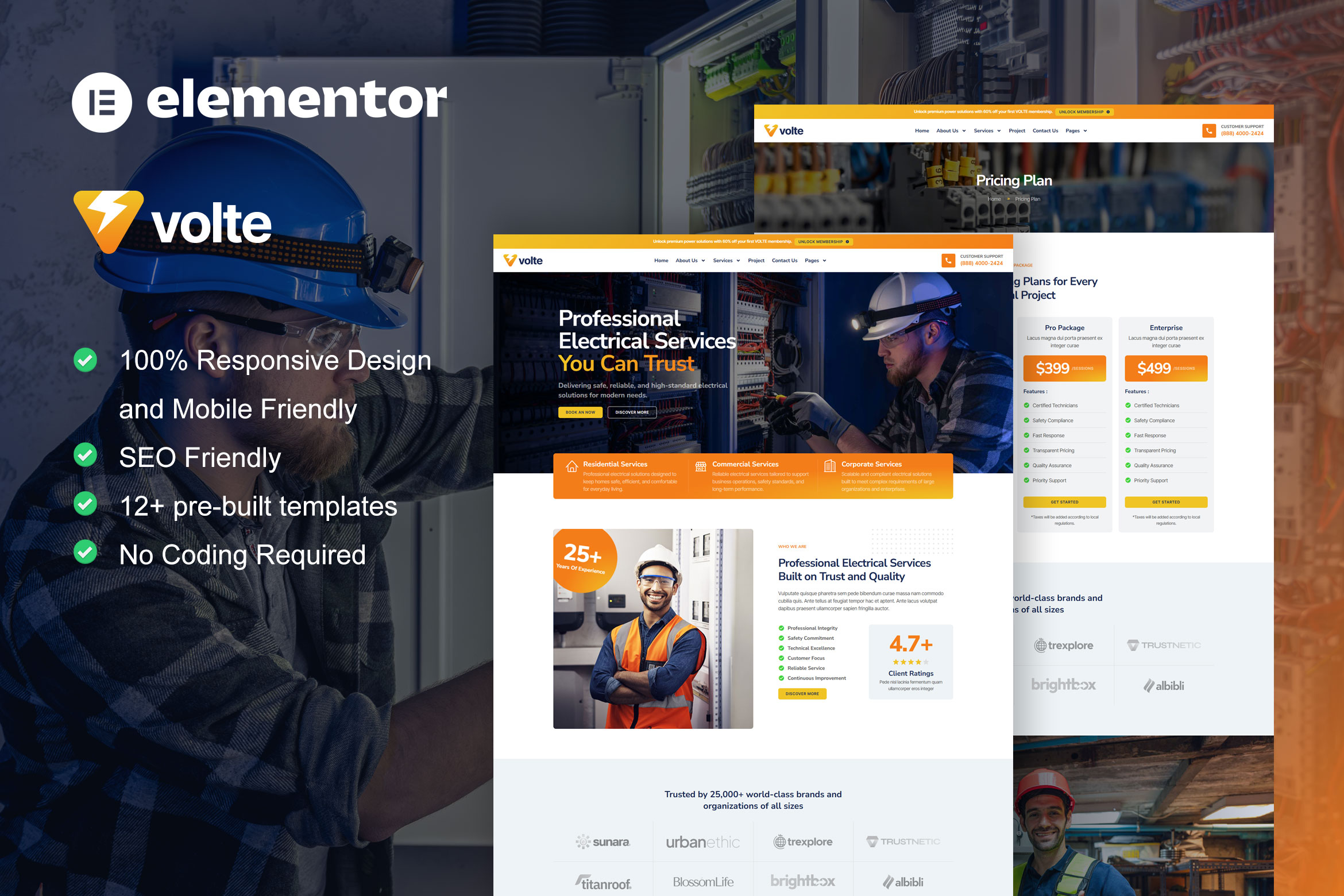 electrical service elementor template kit