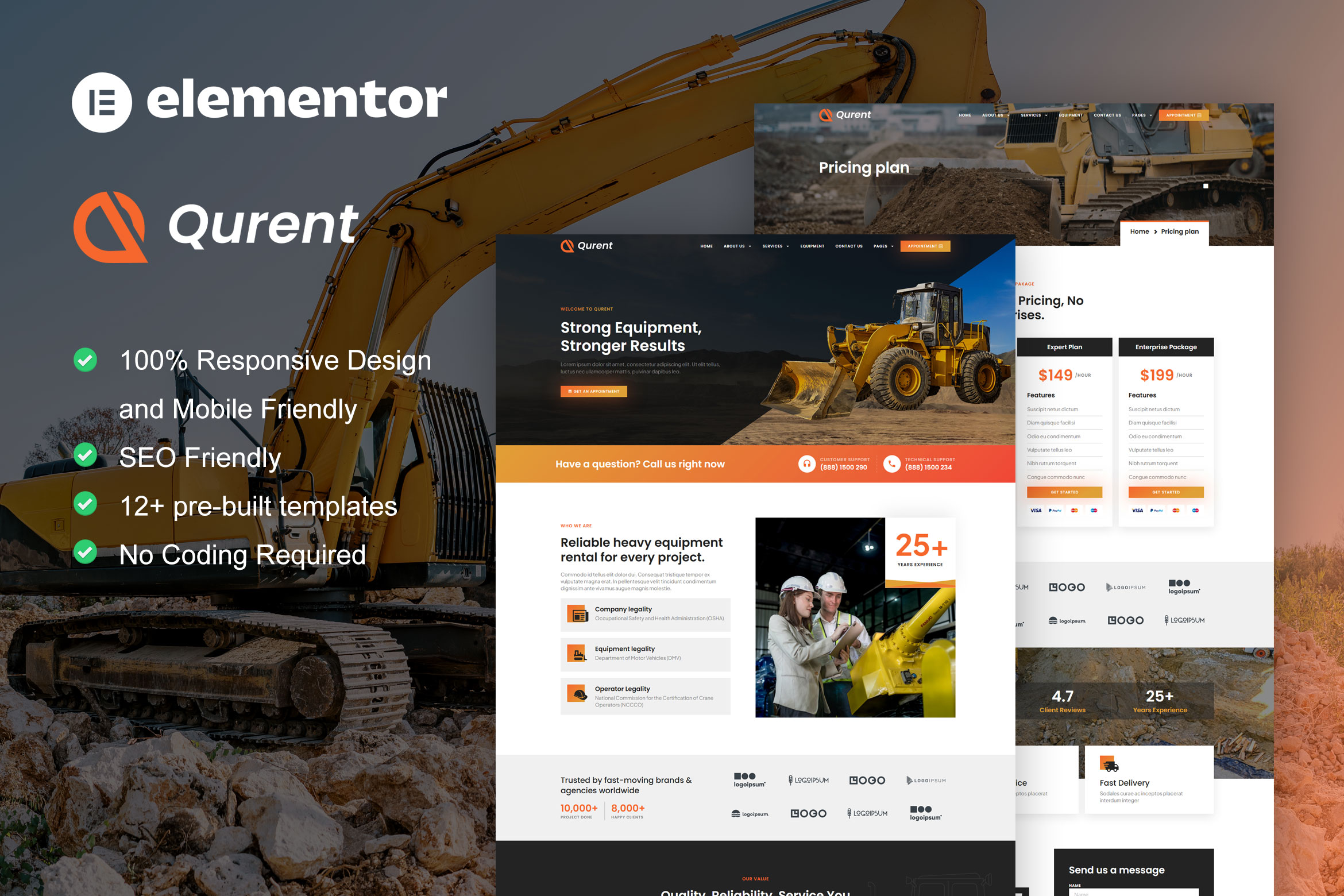 construction equipment rental template kit