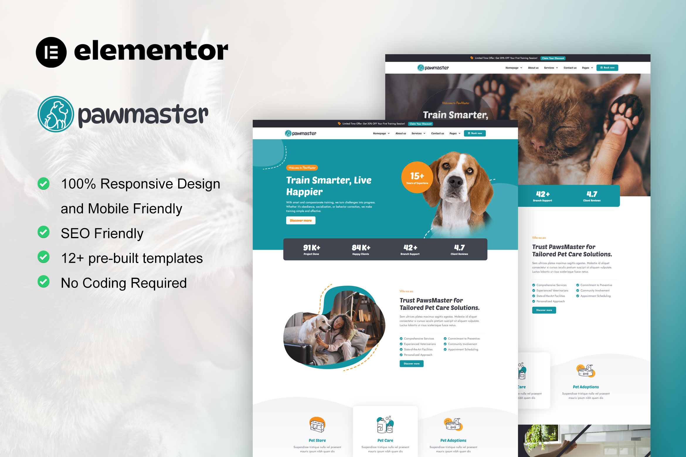 elementor template kit for pet training website